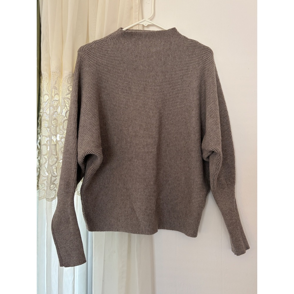 Cyrus Mock Neck Sweater Womens L‎ Taupe Excellent Dolman Sleeve Waffle Knit
